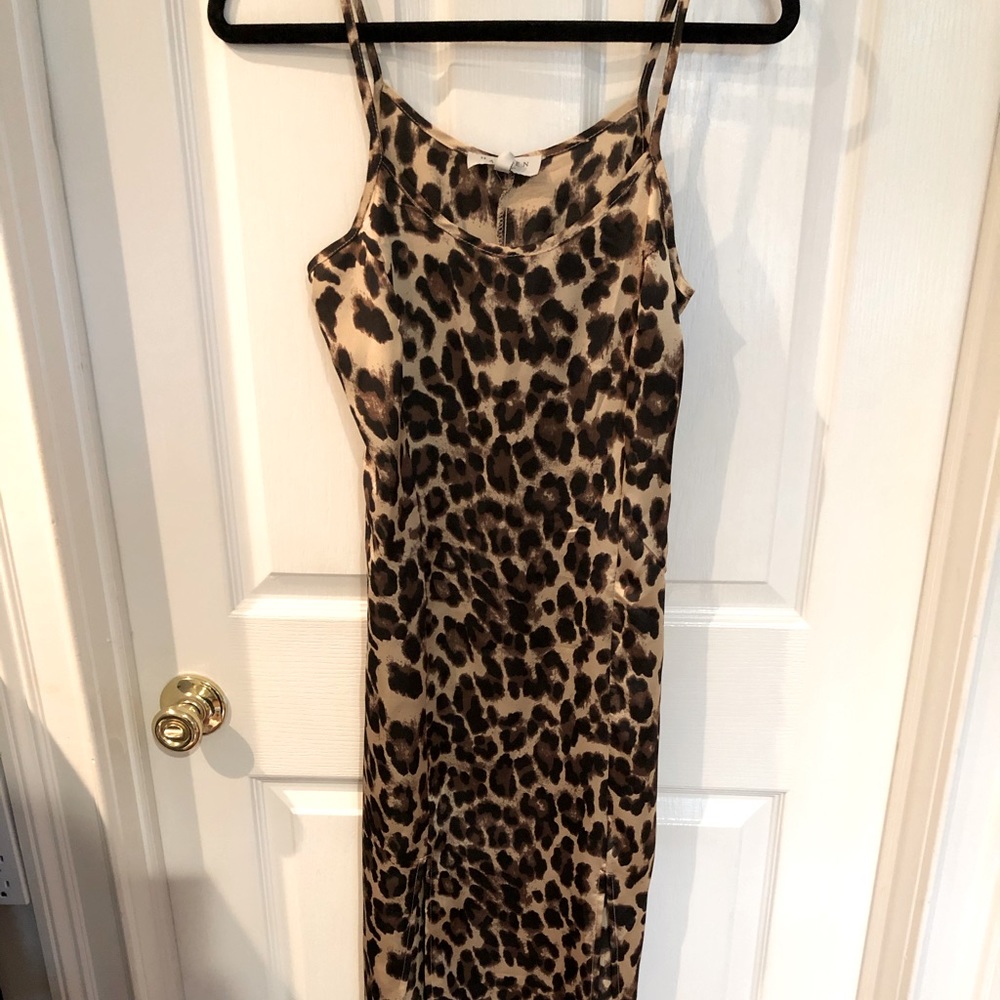 Long silky animal print dress